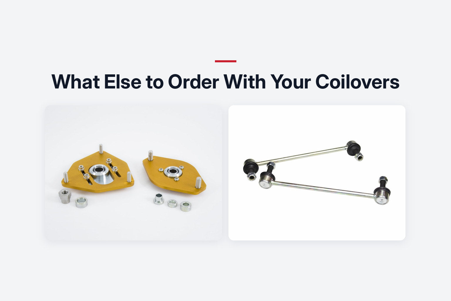 Öhlins adjustable front strut mounts and Whiteline adjustable sway bar end links
