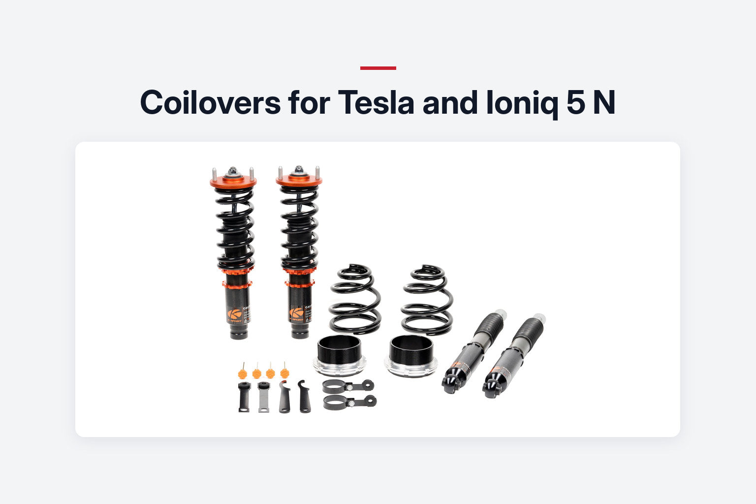 Ksport coilover kit for the Tesla Model 3 with front coilovers and rear springs
